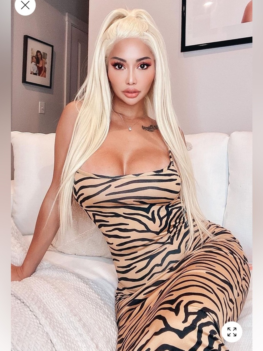 Tan Animal-Print Bodycon Slip Dress